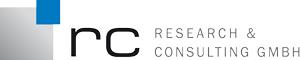 Logo der rc Research & Consulting GmbH, bestehend aus stilisierten Buchstaben "rc" und dem Schriftzug "RESEARCH & CONSULTING GMBH".